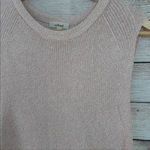 Aritzia Wilfred Pink Palmier Sleevless Knit Long Tunic Split Sides Medium - Picture 4 of 7